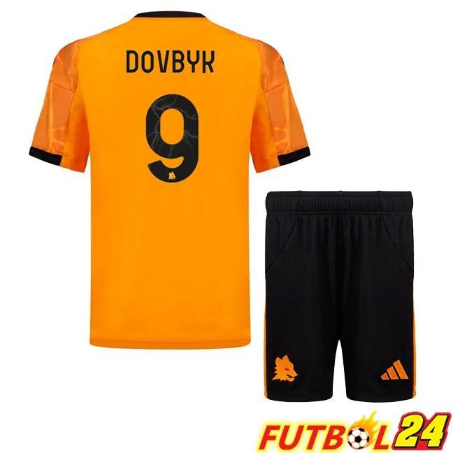 Camisetas De Futbol AS Roma (DOVBYK 9) Ninos Segunda Amarillo 2025/2026