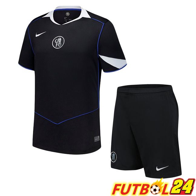 Camisetas De Futbol FC Chelsea Ninos Tercera Negro 2025/2026