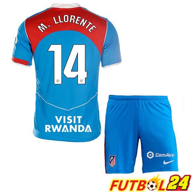 Camisetas De Futbol Atletico Madrid (M. LLORENTE 14) Ninos Tercera Azul 2025/2026