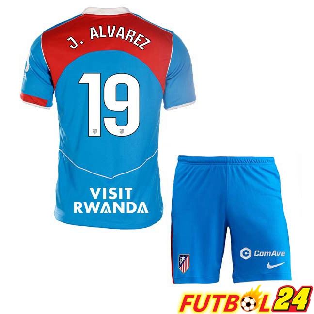 Camisetas De Futbol Atletico Madrid (J. ALVAREZ 19) Ninos Tercera Azul 2025/2026