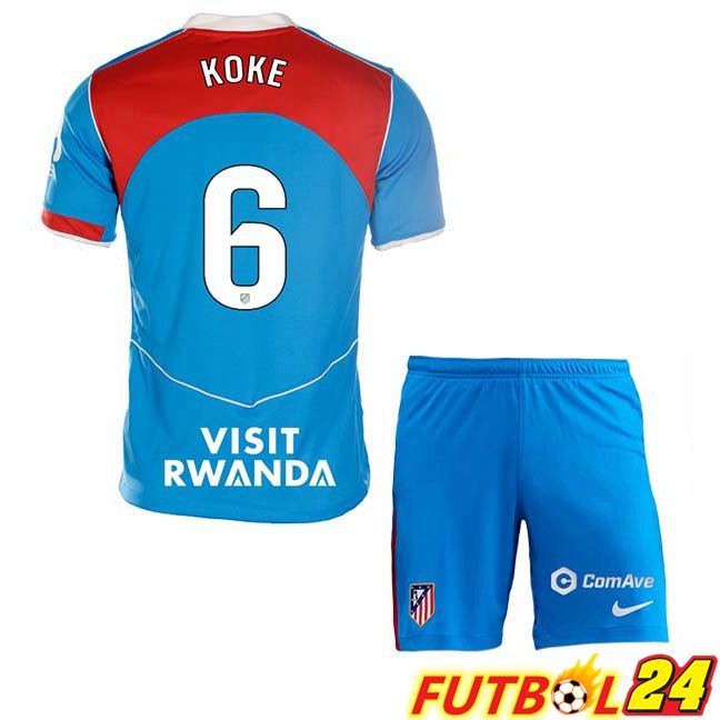 Camisetas De Futbol Atletico Madrid (KOKE 6) Ninos Tercera Azul 2025/2026