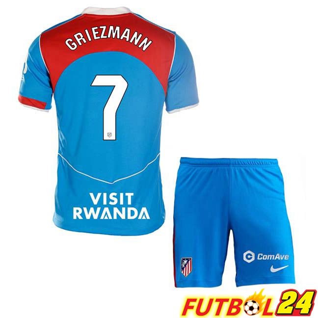 Camisetas De Futbol Atletico Madrid (GRIEZMANN 7) Ninos Tercera Azul 2025/2026