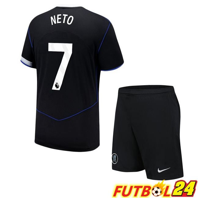 Camisetas De Futbol FC Chelsea (Neto 7) Ninos Tercera Negro 2025/2026
