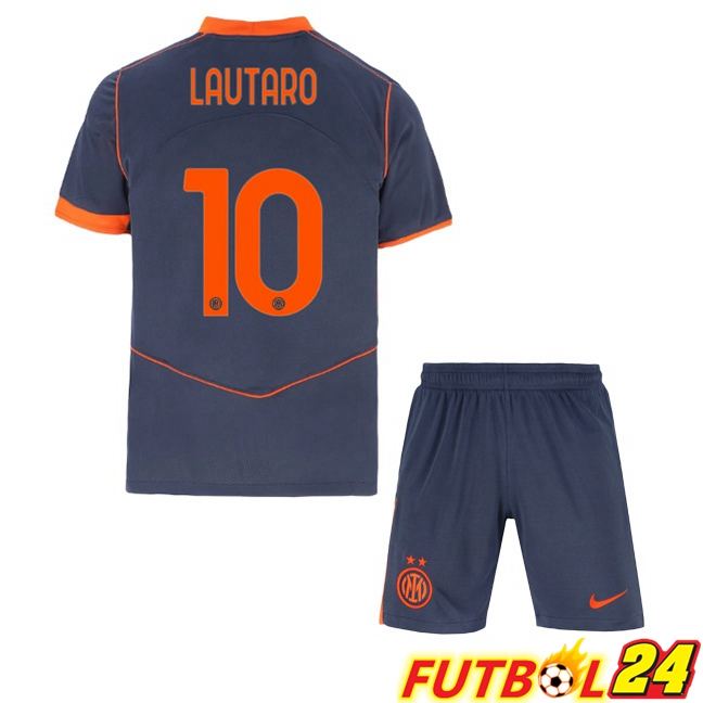 Camisetas De Futbol Inter Milan (LAUTARO 10) Ninos Tercera Gris 2025/2026