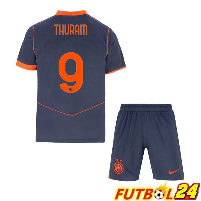 Camisetas De Futbol Inter Milan (THURAM 9) Ninos Tercera Gris 2025/2026