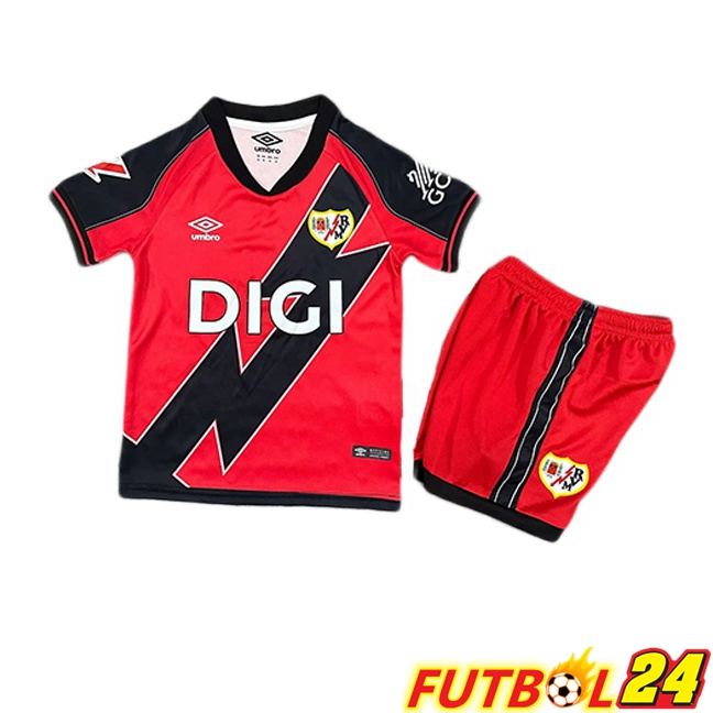 Camisetas De Futbol Rayo Vallecano Ninos Segunda Rojo Negro 2025/2026