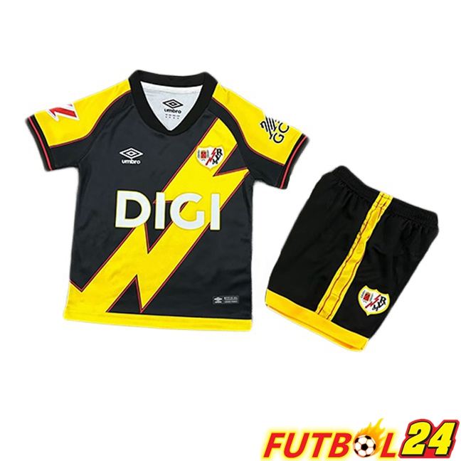 Camisetas De Futbol Rayo Vallecano Ninos Tercera Negro Amarillo 2025/2026