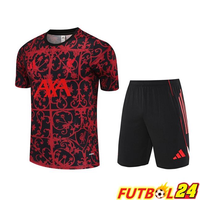 Camiseta Entrenamiento FC Liverpool + Cortos Rojo Negro 2025/2026