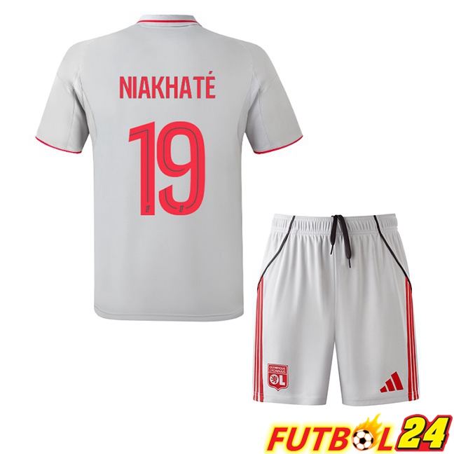 Camisetas De Futbol lyon OL (NIAKHATÉ 19) Ninos Tercera Gris 2025/2026