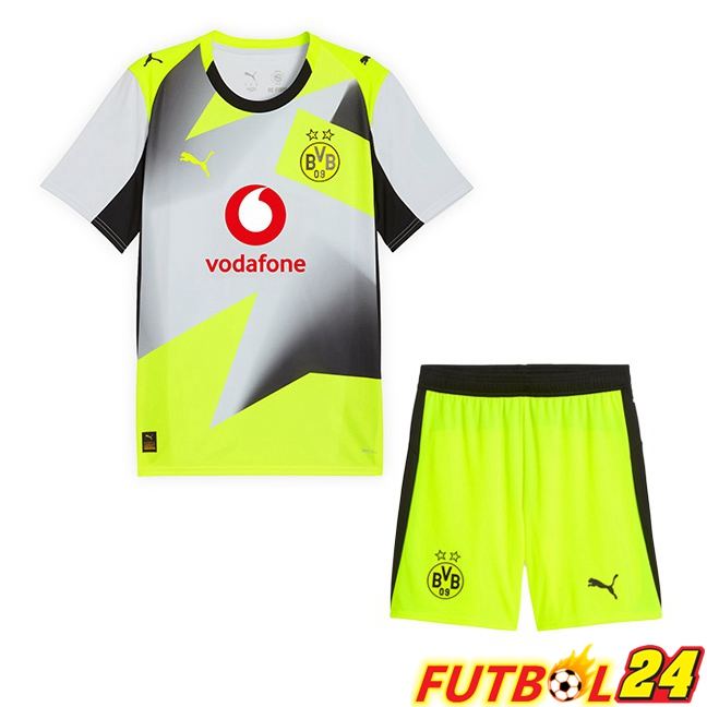 Camisetas De Futbol Dortmund BVB Ninos Segunda Gris Verde 2025/2026