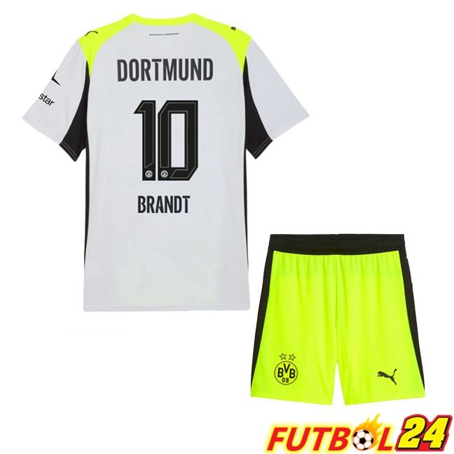 Camisetas De Futbol Dortmund BVB (Brandt 10) Ninos Segunda Gris Verde 2025/2026