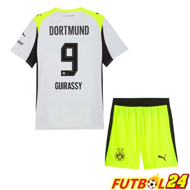 Camisetas De Futbol Dortmund BVB (Guirassy 9) Ninos Segunda Gris Verde 2025/2026