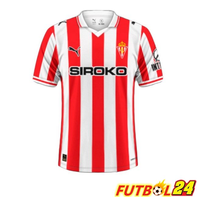 Camisetas De Futbol Sporting Gijon Primera Rojo Blanco 2025/2026