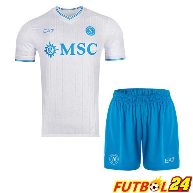 Camisetas De Futbol SSC Napoli EURO Ninos Segunda Blanco 2025/2026