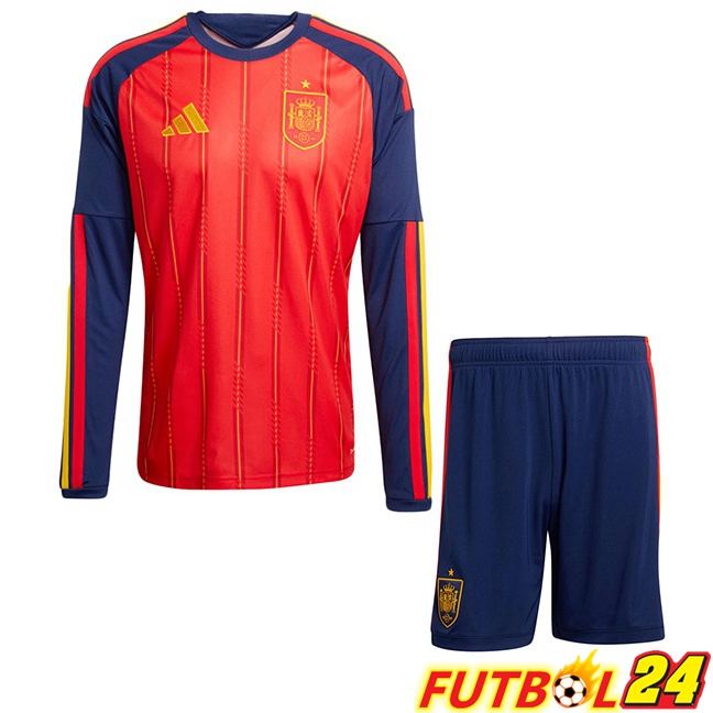 Camisetas De Futbol De España Ninos Primera Manga Larga Rojo 2026/2027
