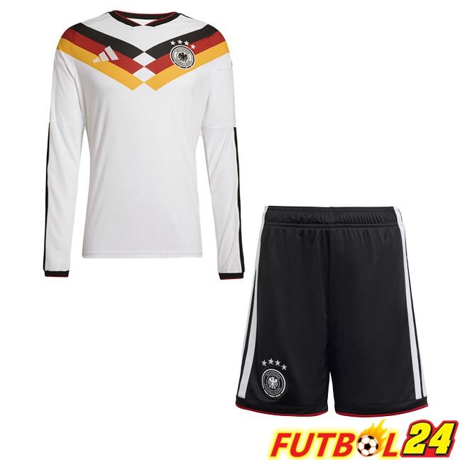 Camisetas De Futbol De Alemania Ninos Primera Manga Larga Blanco 2026/2027