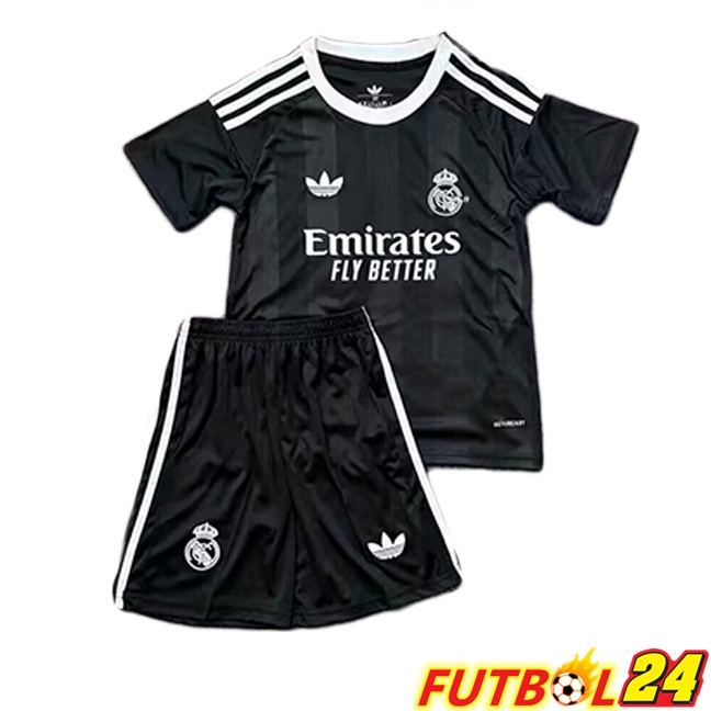 Camisetas De Futbol Real Madrid Ninos Portero Negro 2025/2026