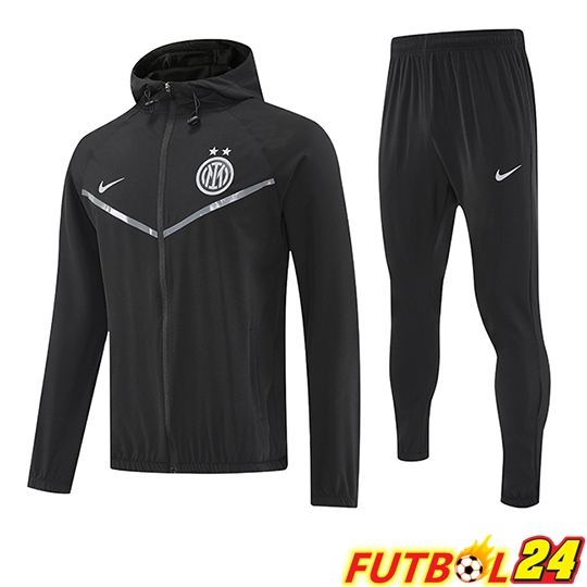 Chaqueta Con Capucha Chandal Rompevientos Inter Milan Negro 2025/2026