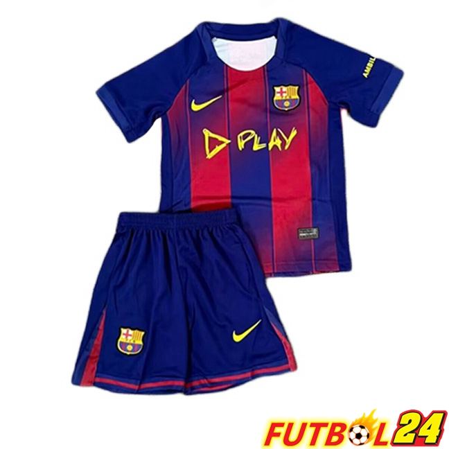 Camisetas De Futbol FC Barcelona Ninos Primera PLAY Azul Rojo 2025/2026