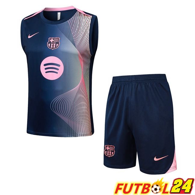 Chalecos De Futbol FC Barcelona + Cortos Rosado Azul Real 2025/2026