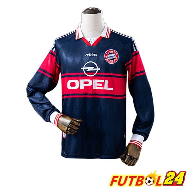 Camisetas De Futbol Bayern Munich Retro Primera Manga Larga Azul Real 1997-1998