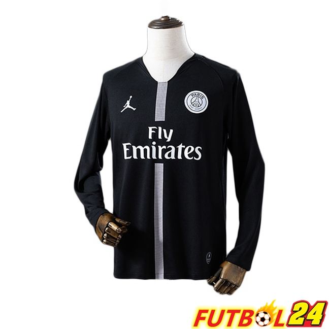 Camisetas De Futbol Paris PSG Retro Tercera Manga Larga Negro 2018-2019