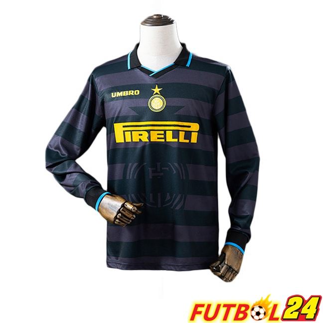 Camisetas De Futbol Inter Milan Retro Segunda Manga Larga Negro 1997-1998