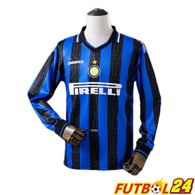 Camisetas De Futbol Inter Milan Retro Primera Manga Larga Azul 1997-1998