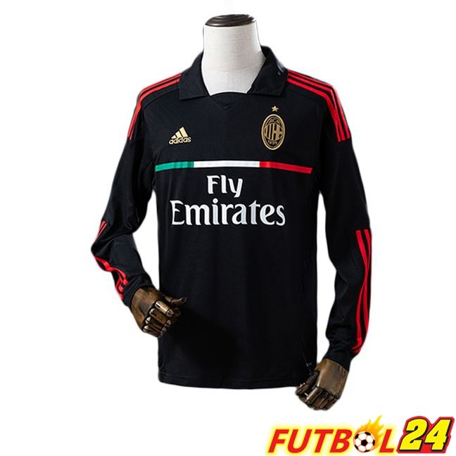 Camisetas De Futbol AC Milan Retro Tercera Manga Larga Negro 2011-2012