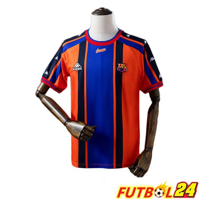 Camisetas De Futbol FC Barcelona Retro Segunda Azul Naranja 1997-1998