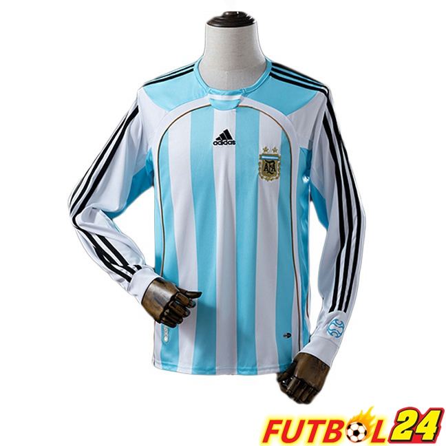 Camisetas De Futbol Argentina Retro Primera Manga Larga Azul Blanco 2006