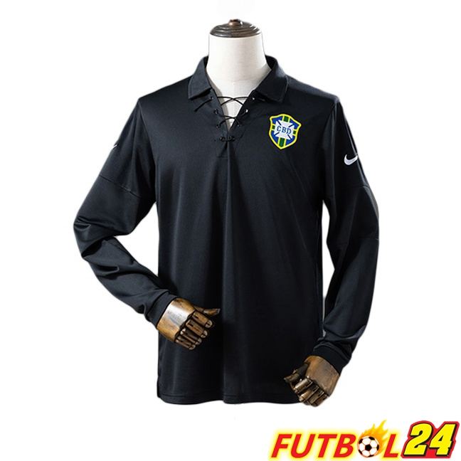 Camisetas De Futbol Brasil Retro Edición Especial Manga Larga Negro 2004