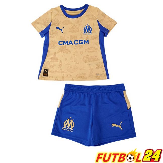 Camisetas De Futbol Marsella OM Ninos Cuarta Amarillo 2025/2026