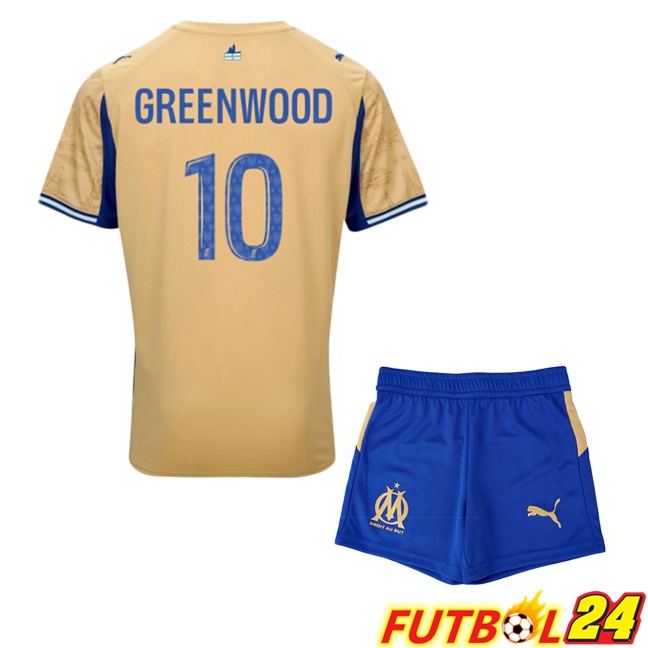 Camisetas De Futbol Marsella OM (GREENWOOD 10) Ninos Cuarta Amarillo 2025/2026