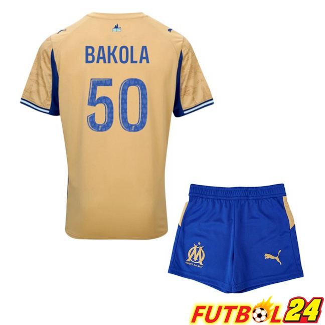 Camisetas De Futbol Marsella OM (BAKOLA 50) Ninos Cuarta Amarillo 2025/2026