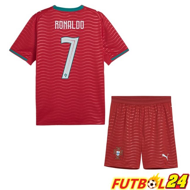 Camisetas De Futbol Portugal (RONALDO 7) Ninos Primera Rojo 2026/2027