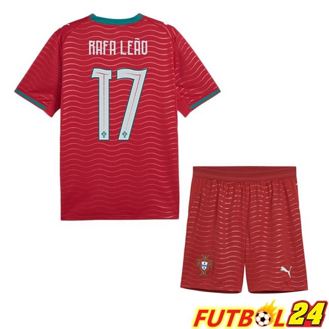 Camisetas De Futbol Portugal (Rafa Leão 17) Ninos Primera Rojo 2026/2027