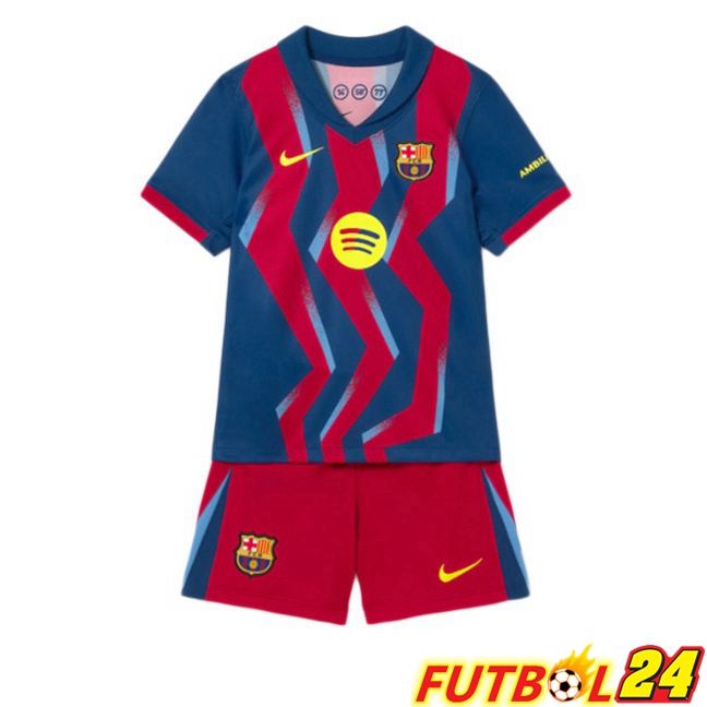Camisetas De Futbol FC Barcelona Ninos Cuarta Azul Rojo 2025/2026