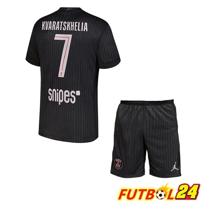 Camisetas De Futbol Paris PSG (Kvaratskhelia 7) Ninos Cuarta Negro 2025/2026