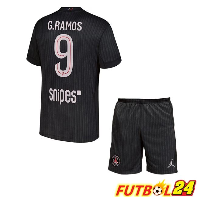 Camisetas De Futbol Paris PSG (G. Ramos 9) Ninos Cuarta Negro 2025/2026