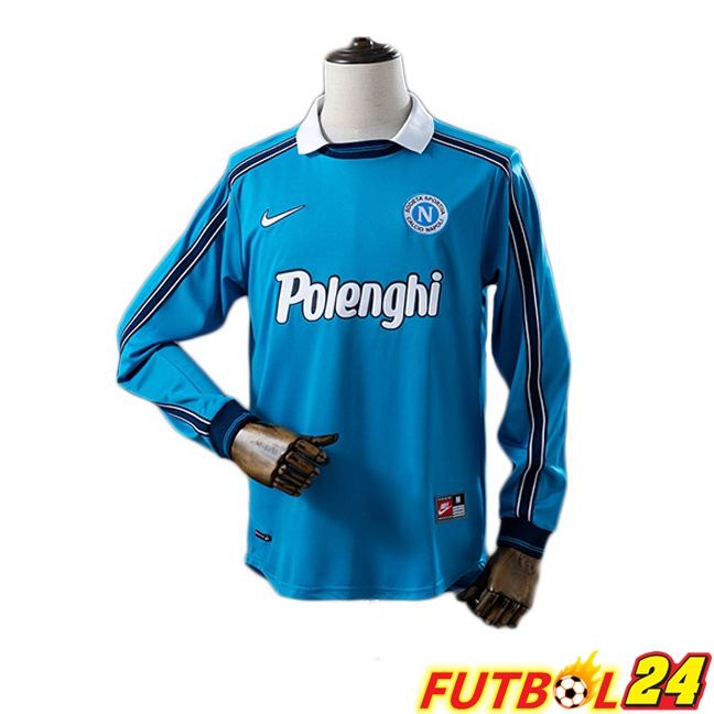 Camisetas De Futbol SSC Napoli Retro Primera Manga Larga Azul 1998-1999