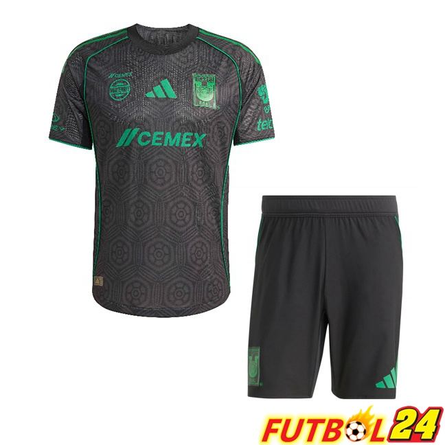 Camisetas De Futbol Tigres UANL Ninos Tercera Negro 2025/2026