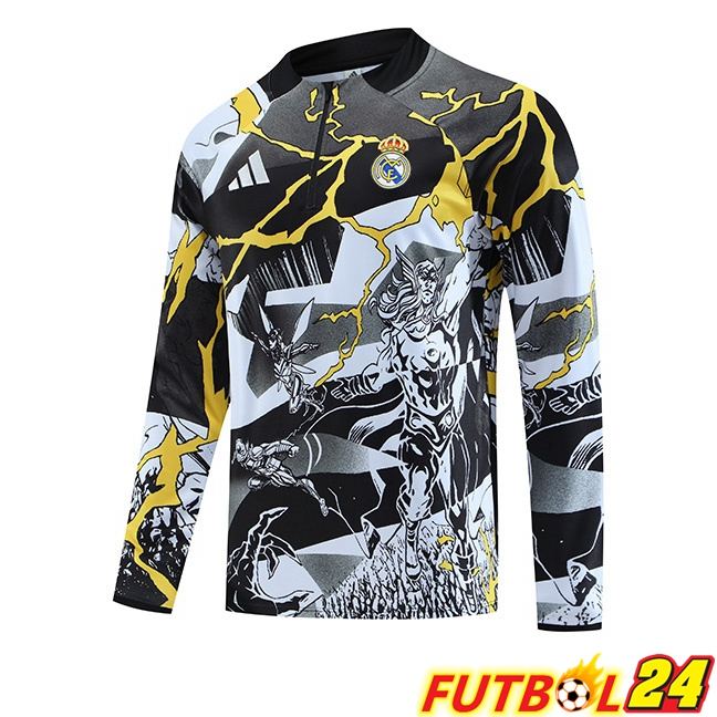 Sudadera De Entrenamiento Real Madrid Negro Blanco 2025/2026