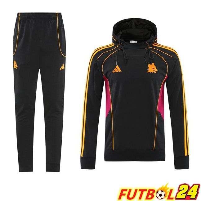 Chandal Futbol - Sudadera Con Capucha AS Roma Negro 2025/2026