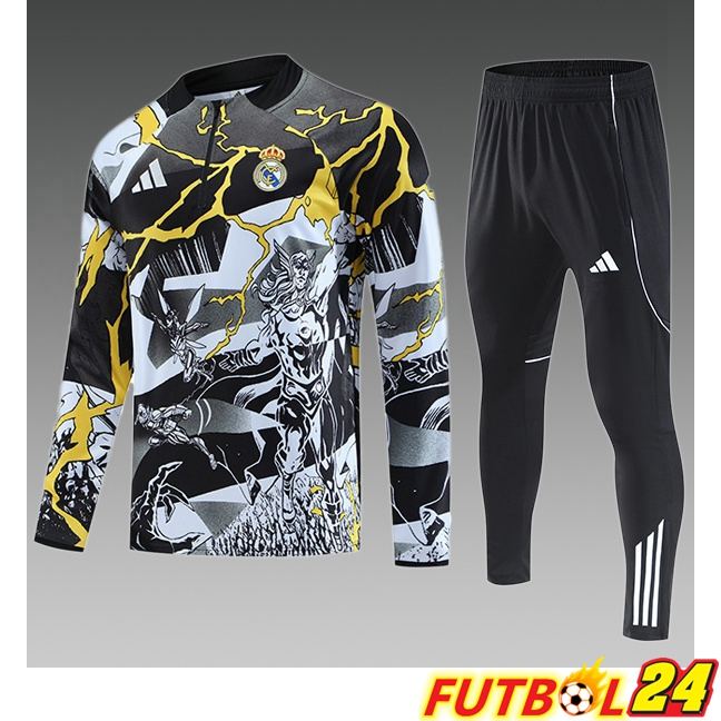 Chandal Equipos De Futbol Real Madrid Ninos Negro Blanco 2025/2026