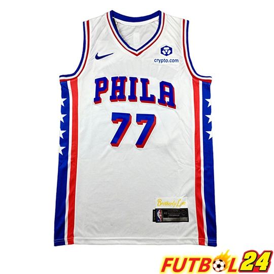 Camiseta Philadelphia 76ers (EDGECOMBE #77) 2025/26 Blanco/Azul/Rojo