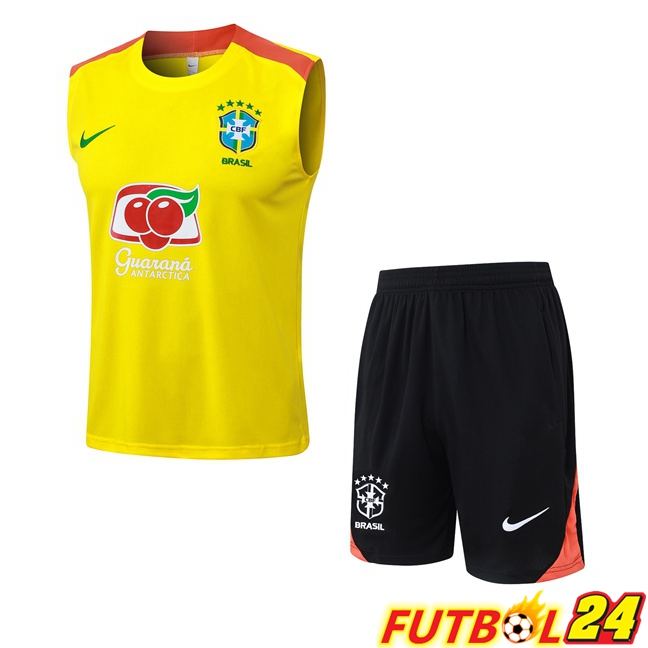 Chalecos De Futbol Brasil + Cortos Amarillo 2025/2026
