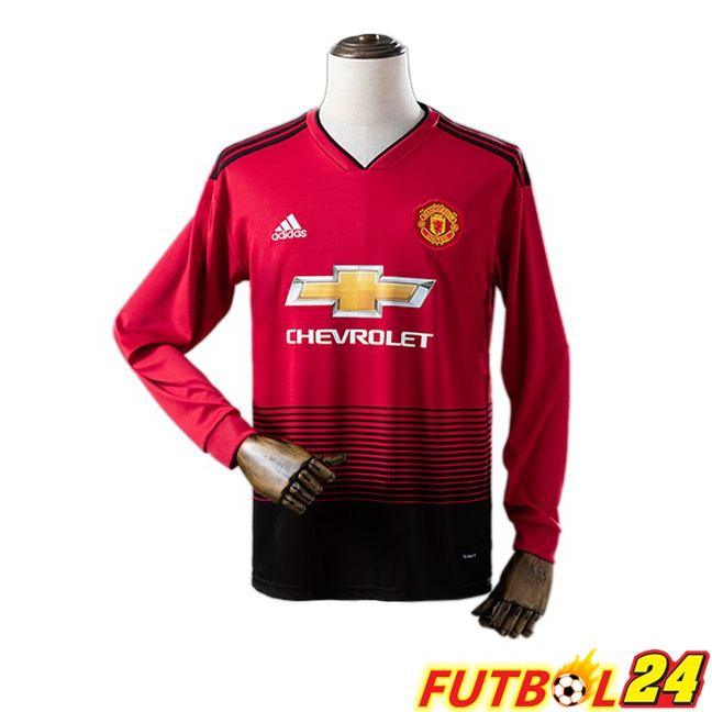Camisetas De Futbol Manchester United Retro Primera Manga Larga Rojo 2018-2019