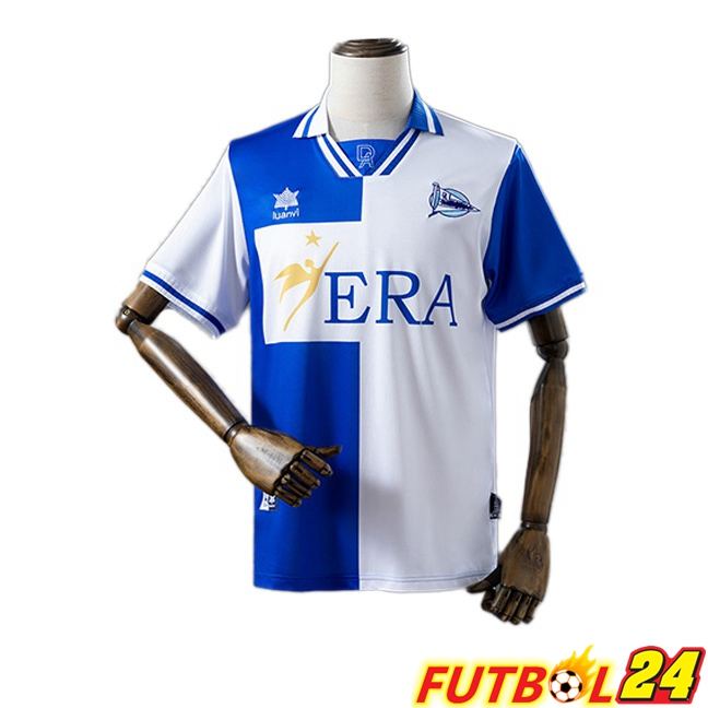 Camisetas De Futbol Deportivo Alaves Retro Primera Blanco Azul 1999-2000
