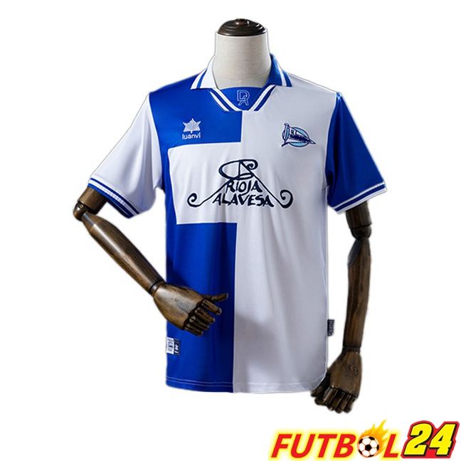 Camisetas De Futbol Deportivo Alaves Retro Primera Blanco Azul 2000-2001